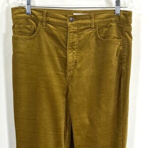 LOFT Velvet Corduroy Pants Mustard Gold Straight Leg High Rise Women Size 31x12